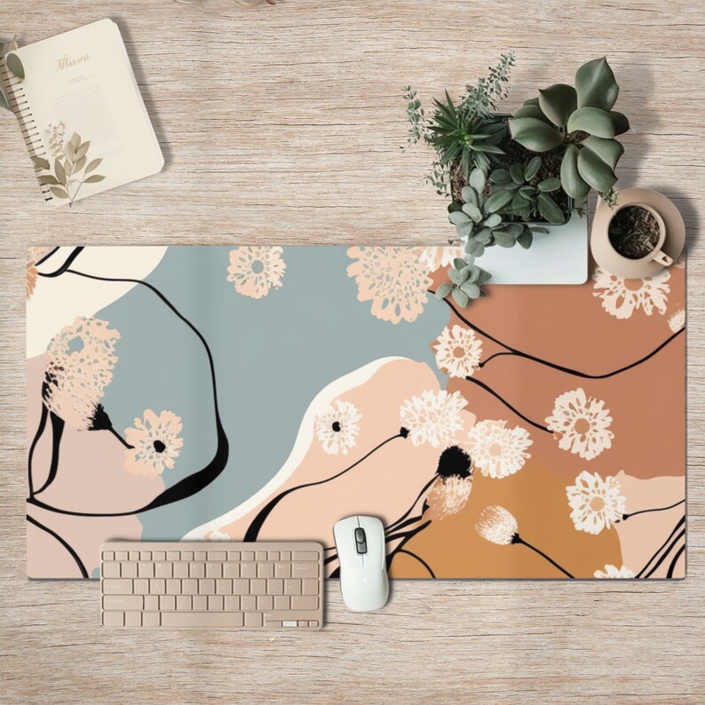 Pastel Feminine Desk Mat Large Mousepad Office Gifts Etsy