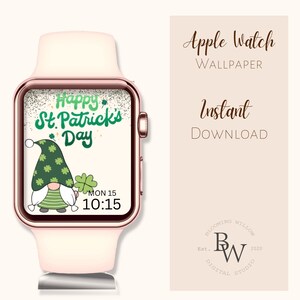 APPLE WATCH WALLPAPER St. Patrick&#39;s day | Shamrock background | Watch face iPhone | Green watch face | samsung watch face