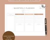 PRINTABLE Quarterly Planner Calendar | PDF Planner Simple modern | Instant download | Letter size planner undated | Note taking