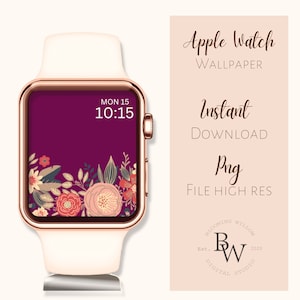 APPLE WATCH WALLPAPER Png flower background |  floral aesthetic | Watch face iPhone | floral background | Plum dark floral watch face