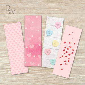Marcadores imprimibles / Conjunto variado de 4 / Descarga instantánea / Imprimibles del Día de San Valentín