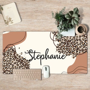 Personalized Leopard Desk Mat | Large Mousepad | Office Gifts| Cheetah Boho | Cute Office Accessories | Trendy Leopard Custom Aesthetic