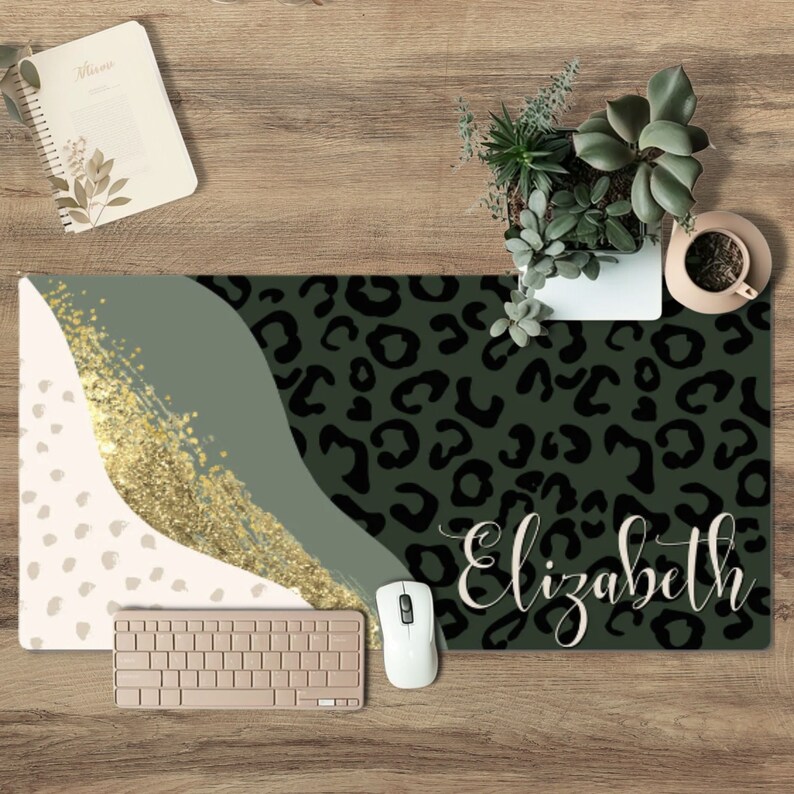 Personalized Leopard Desk Mat Large Mousepad Office Gifts Etsy