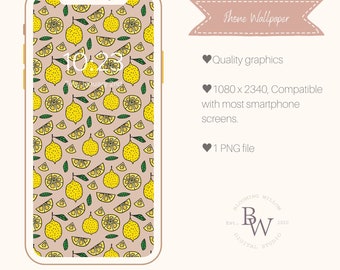 Citrus citroen iphone Wallpaper | Mobiele telefoon wallpaper achtergrond | Esthetische wallpaper smartphone | Android wallpaper | Digitale download