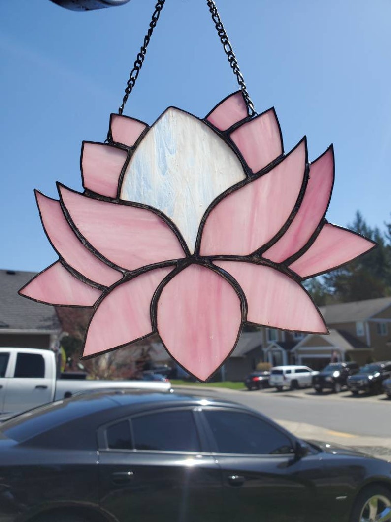 Pink Stained Glass Lotus Etsy