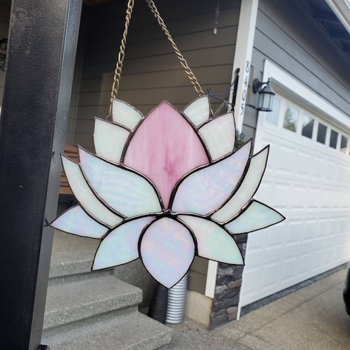Lotus Flower Suncatcher Stained Glass Sun Catcher Lotus Etsy