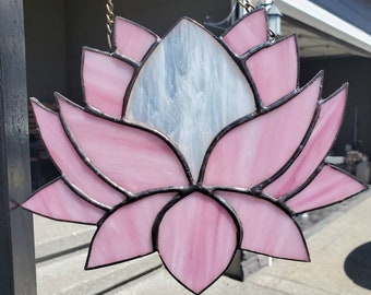 Pink stained glass lotus