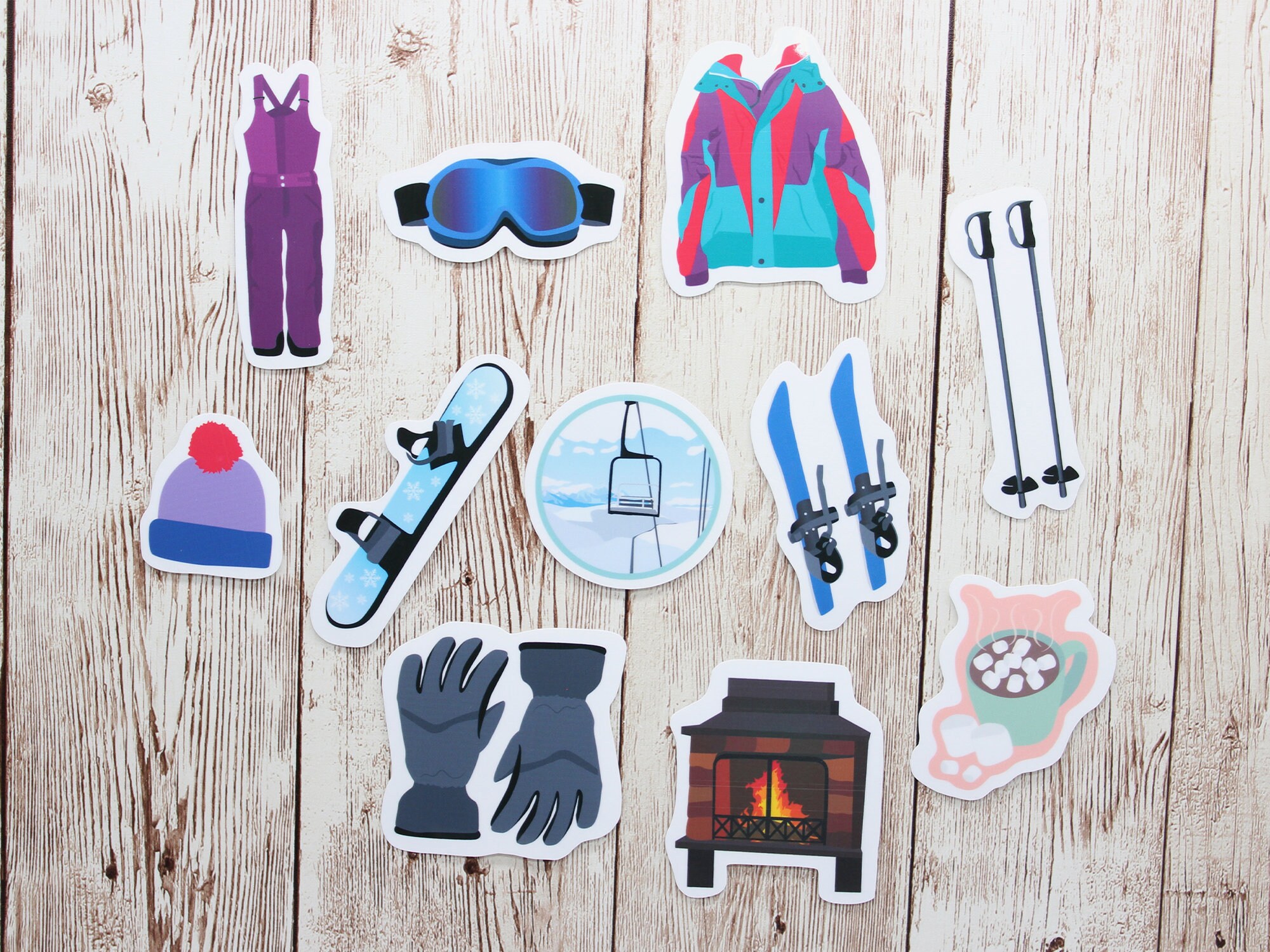 Skiing Sticker Bundle 11 Stickers Pack Waterproof Stickers Etsy