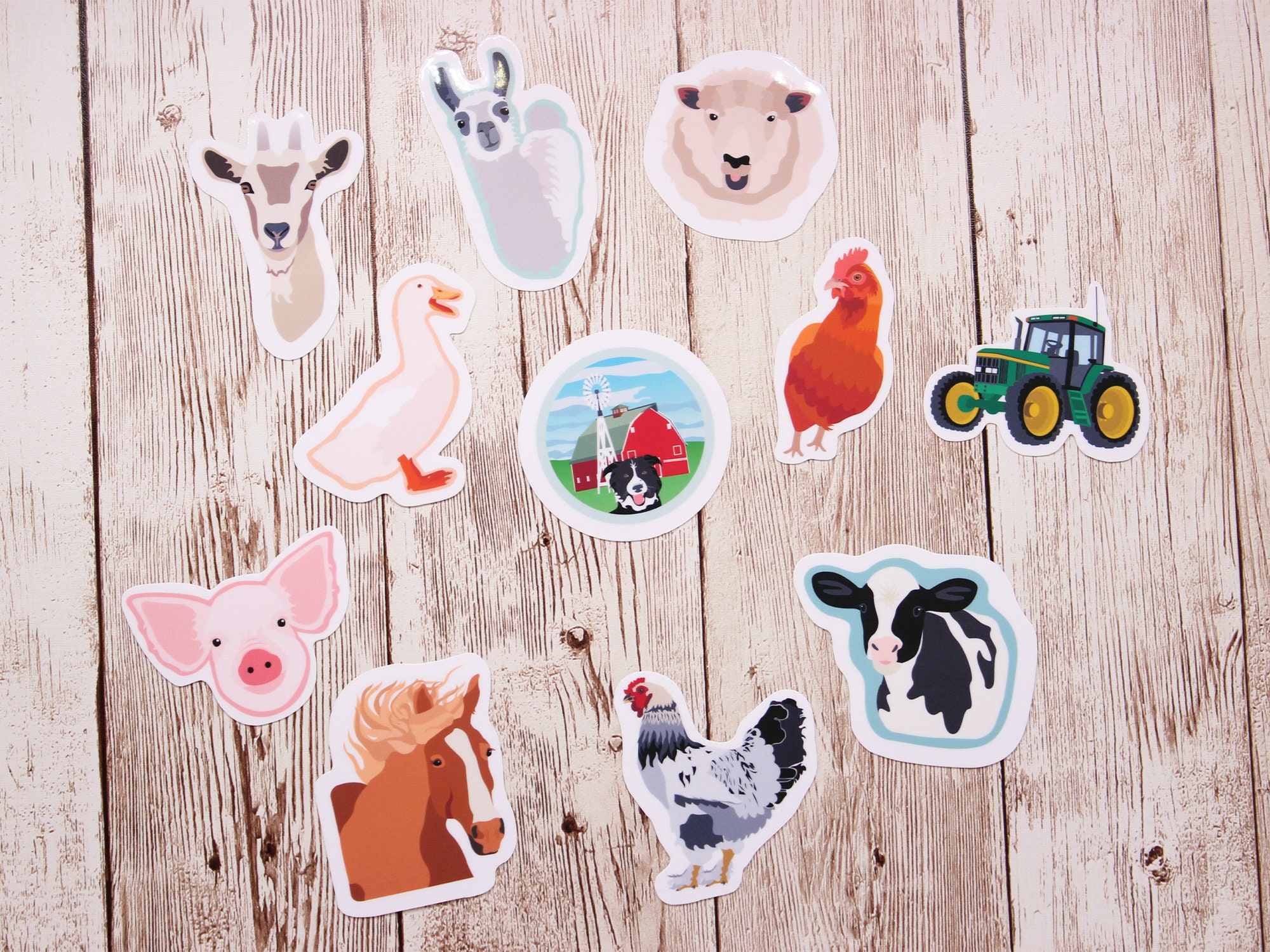 Farm Animal Stickers Pack 11 Stickers in Bundle Waterproof Etsy
