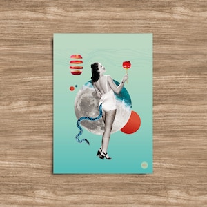 Carte en téléchargement numérique collage art vintage Eve
