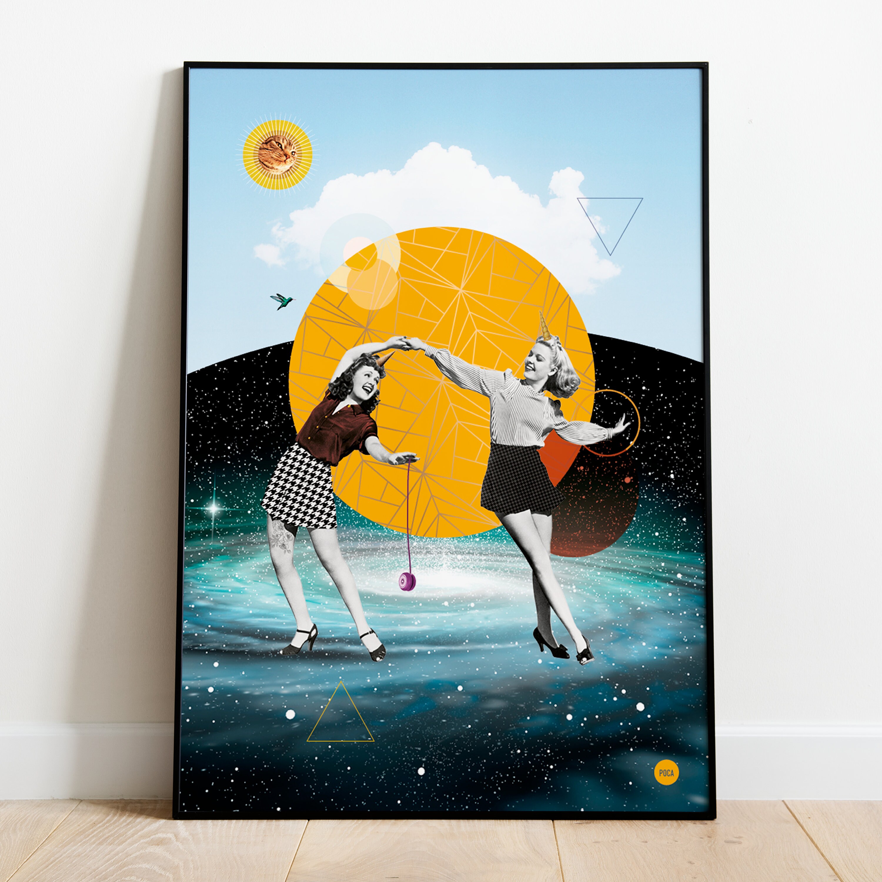 Affiche Danse With Stars A3 - Collage Art Print Retro Vintage Surrealist Poster Mid Century