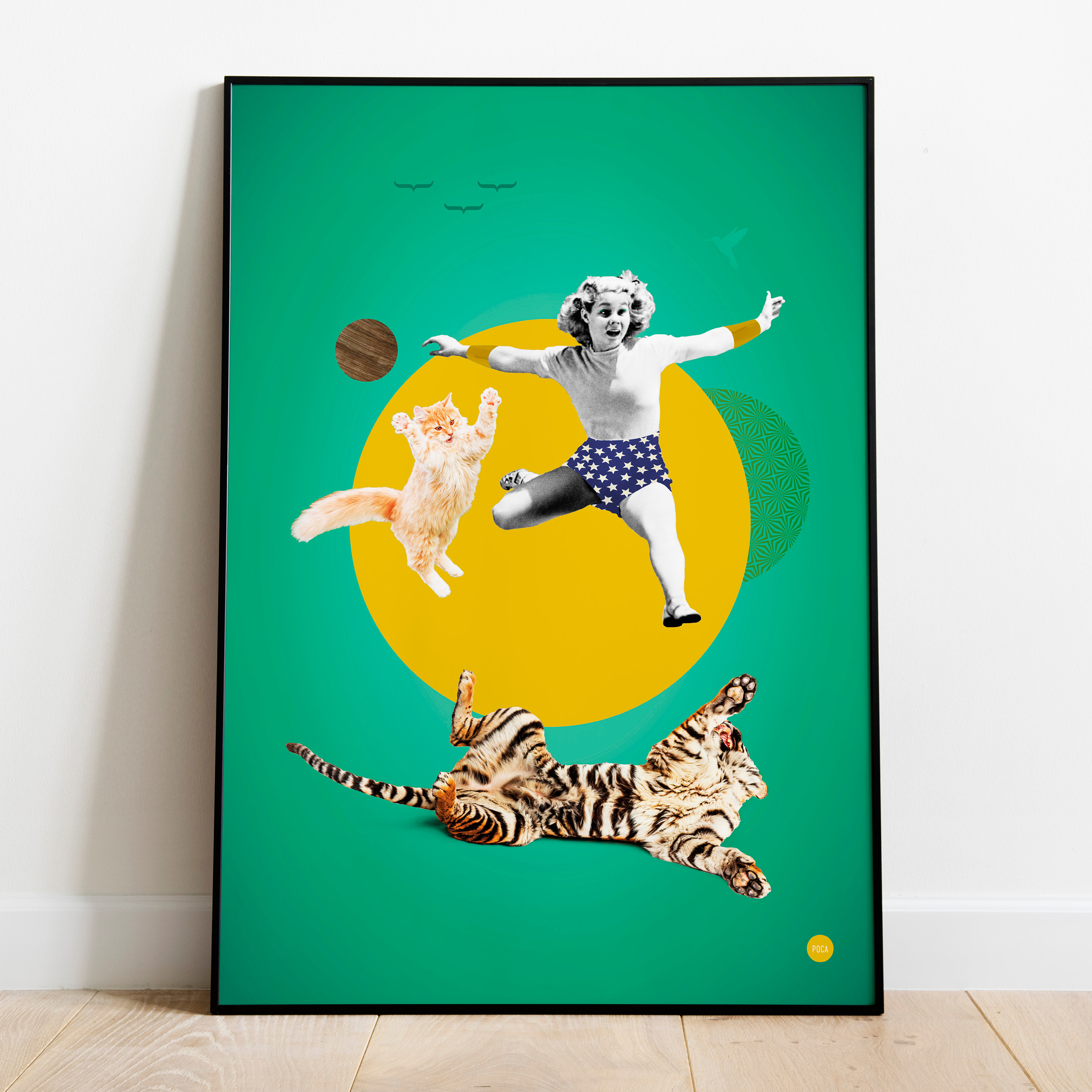 Affiche Tiger A3 - Collage Art Print Retro Vintage Surrealist Decorative Poster Mid Century