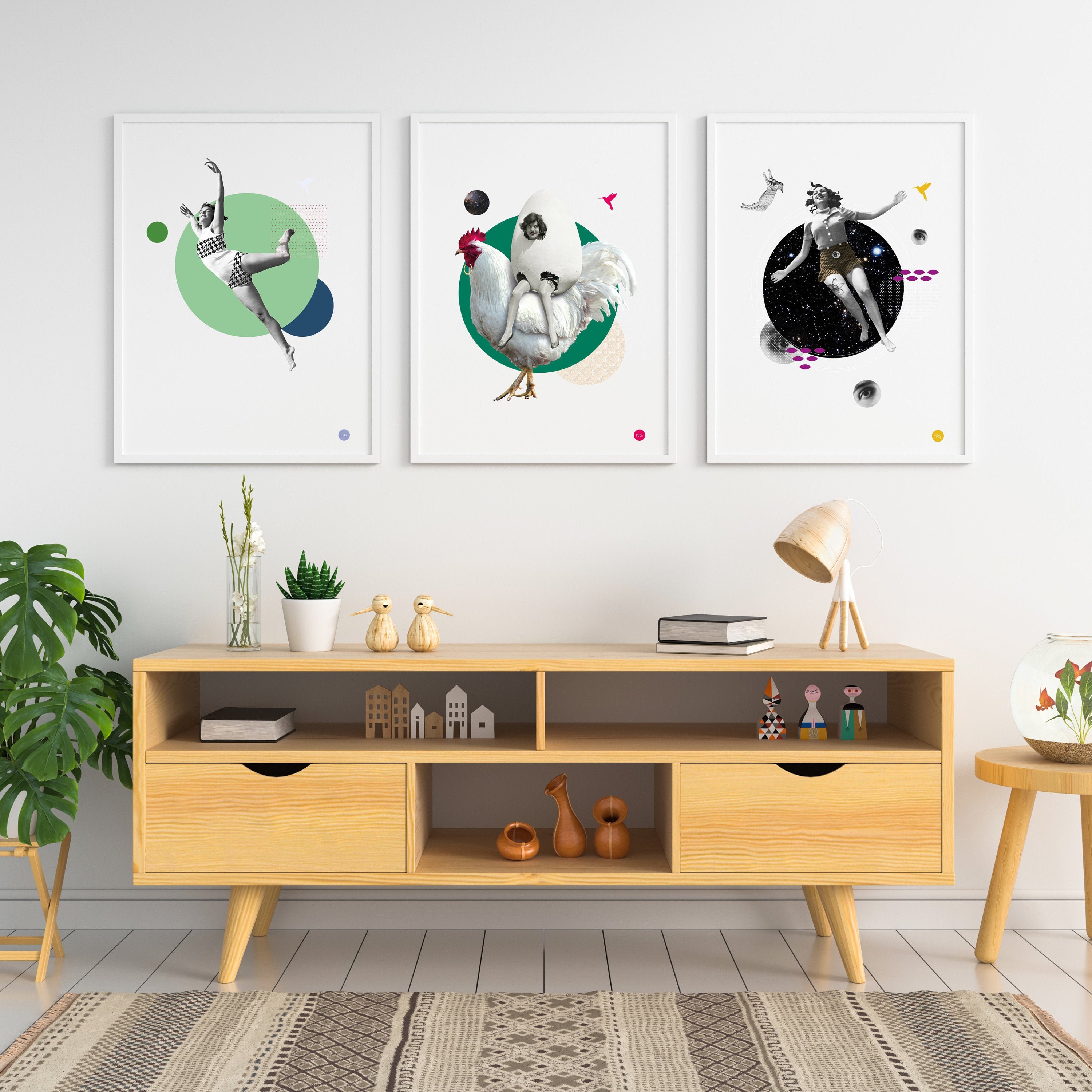 Affiche Fall - Collage Art Print Retro Vintage Surrealist Decorative Poster Mid Century