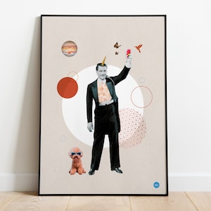 Cheers vintage art collage poster