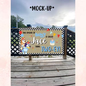 Bluey Birthday Banner | Custom Hand Painted Bluey Party Decoration | Personalized Name Banner | Kids Birthday Backdrop Bluey Party Supplies