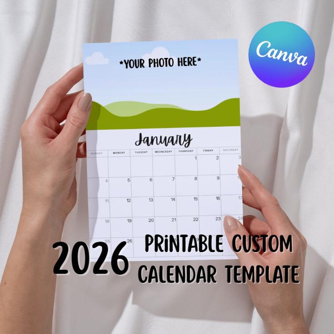 Customizable 2026 Photo Calendar Template: Canva Printable (instant ...