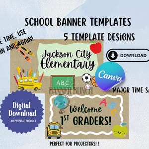Hand-Painted School Banner Templates: Editable Classroom Decor (Canva PDF)