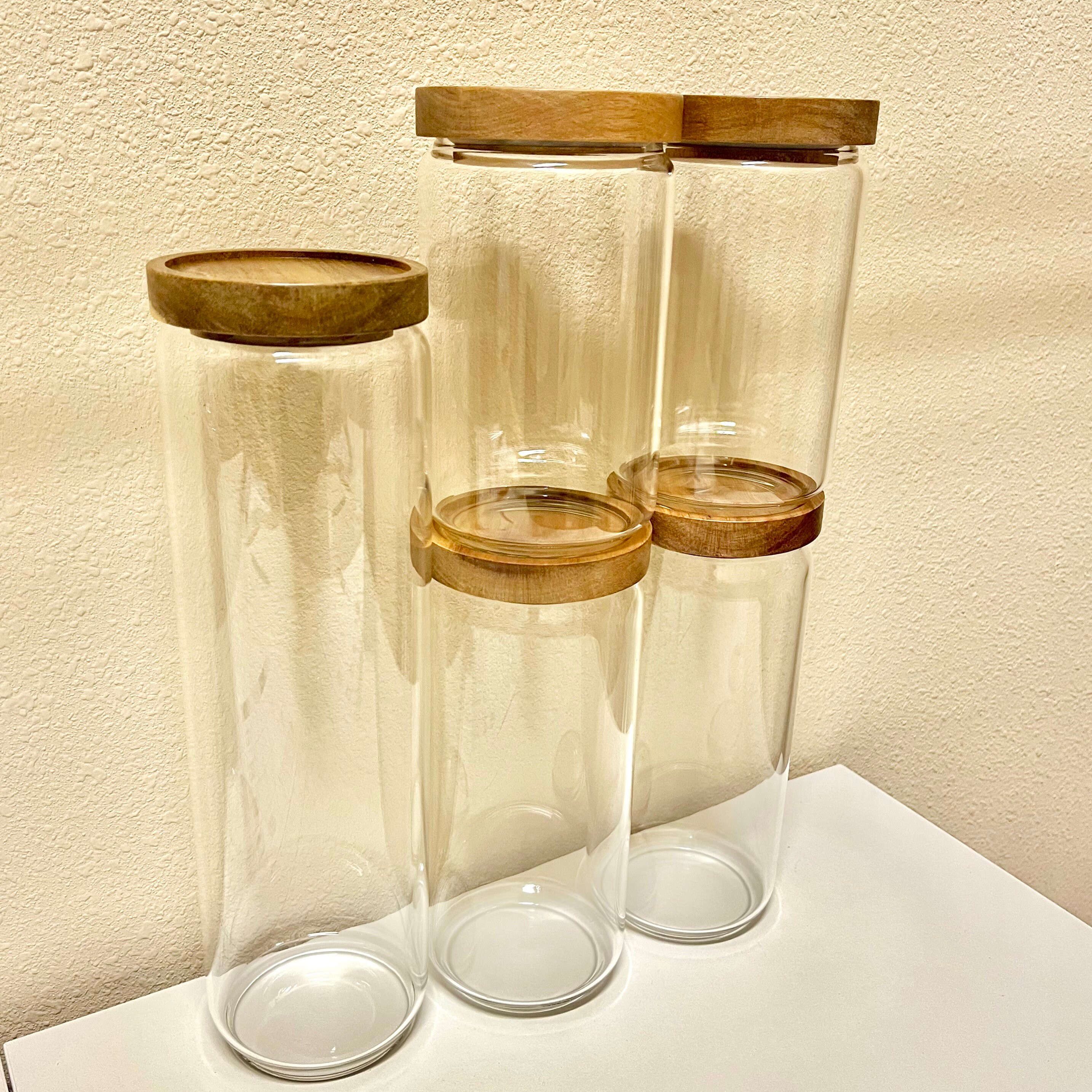 Glass Food Storage Jars Glass Food Storage Containers Bamboo Etsy