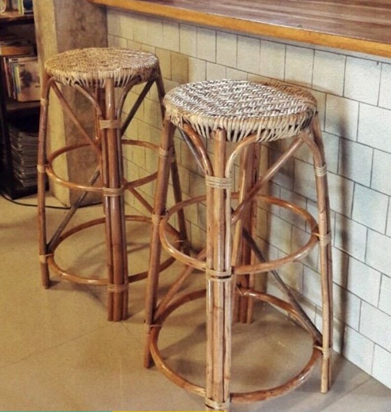 Handmade Bar Stool Rattan Bar Chair Rattan Chair Rattan Vintage Natural