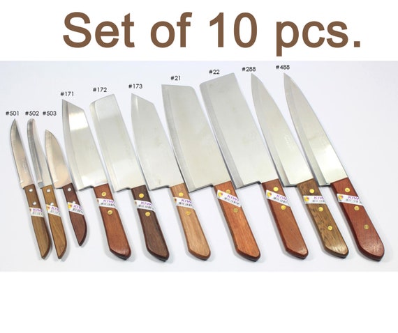 Kiwi Kitchen Knives, Set of 8, Chef's Knife, Stainless Steel Blade