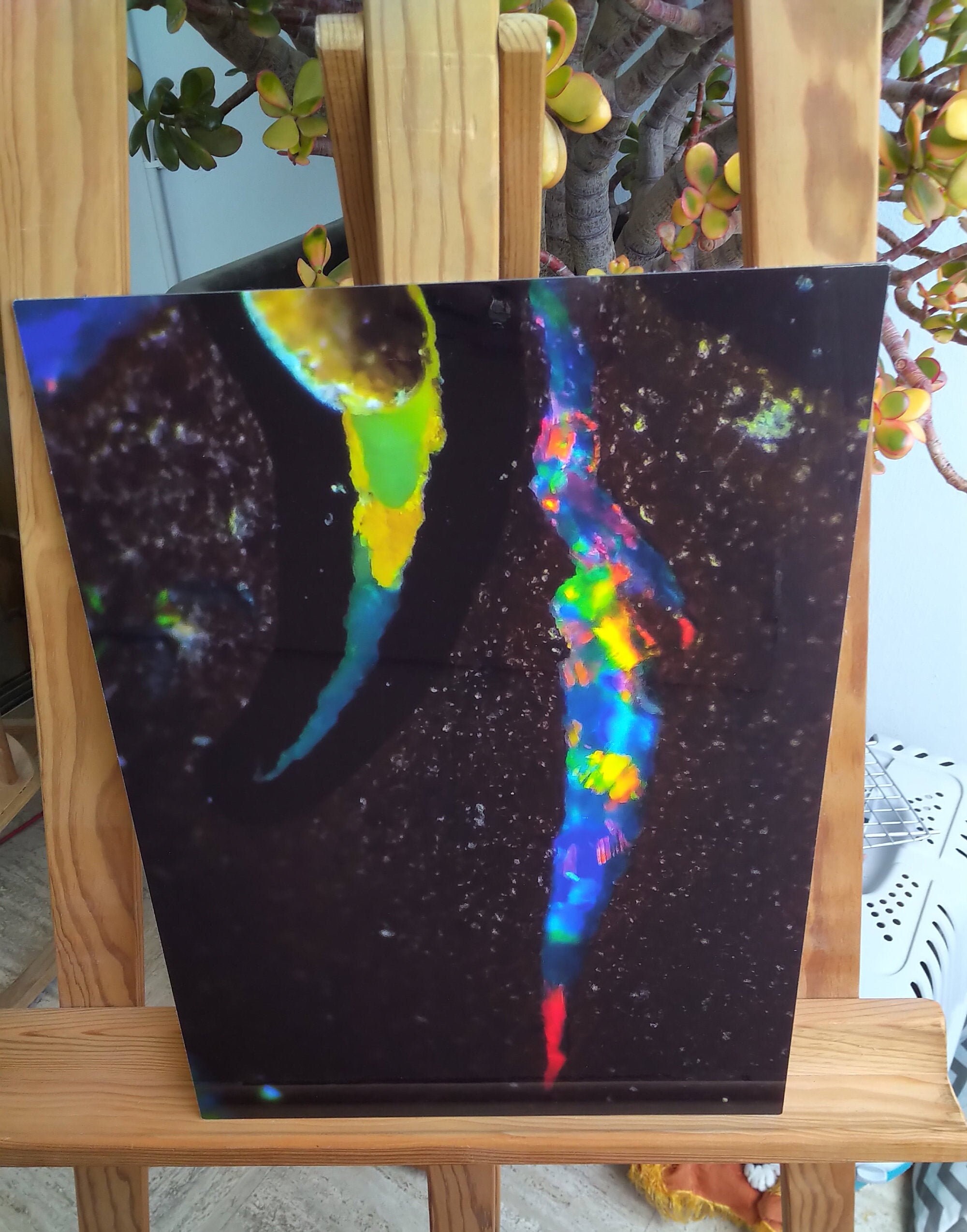 stalactite ~ Opale Boulder Matrix ; Photomicrographie sur Aluminium