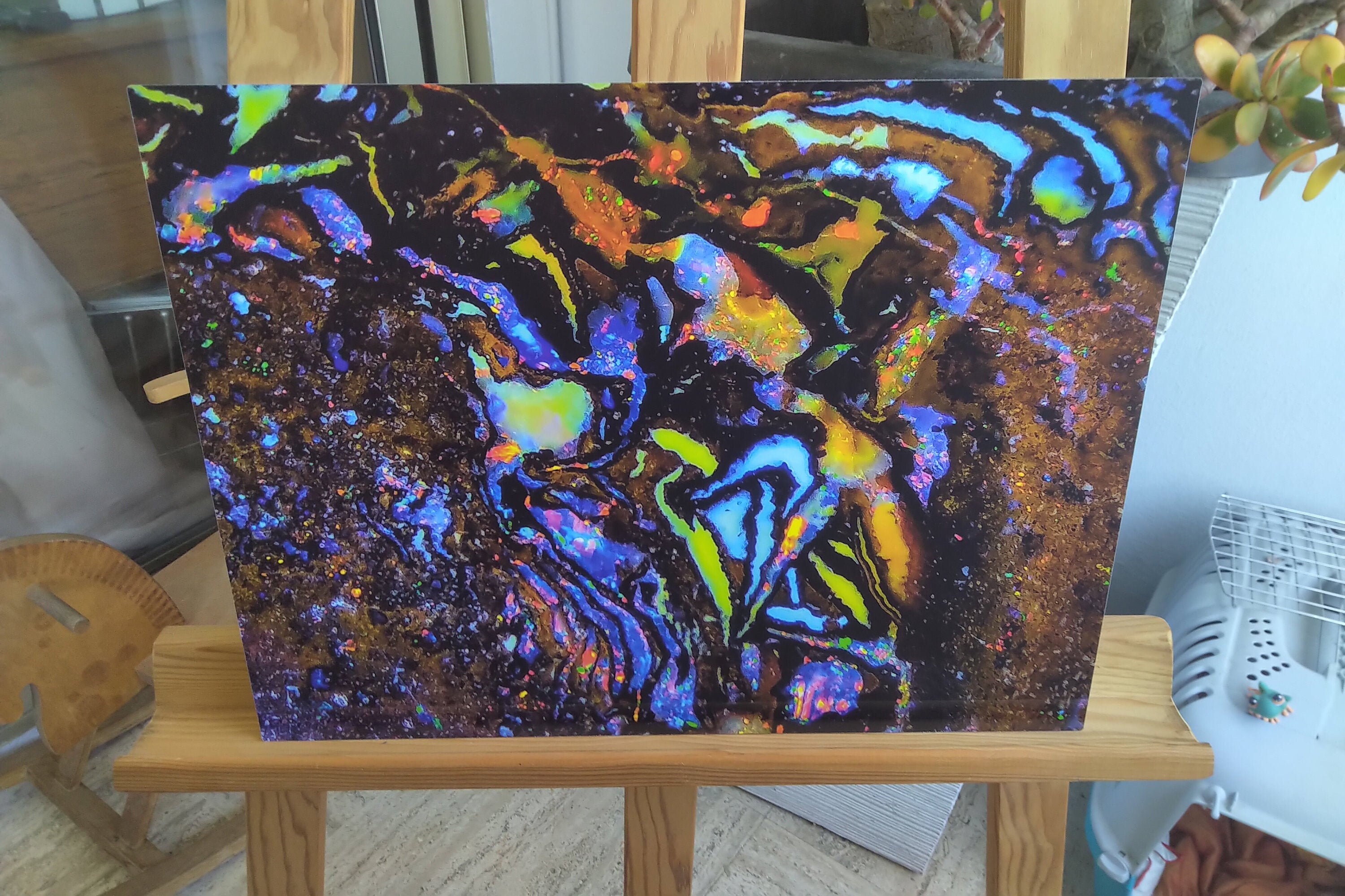 Voie Lactée ~ Opale Boulder Matrix ; Photomicrographie sur Aluminium