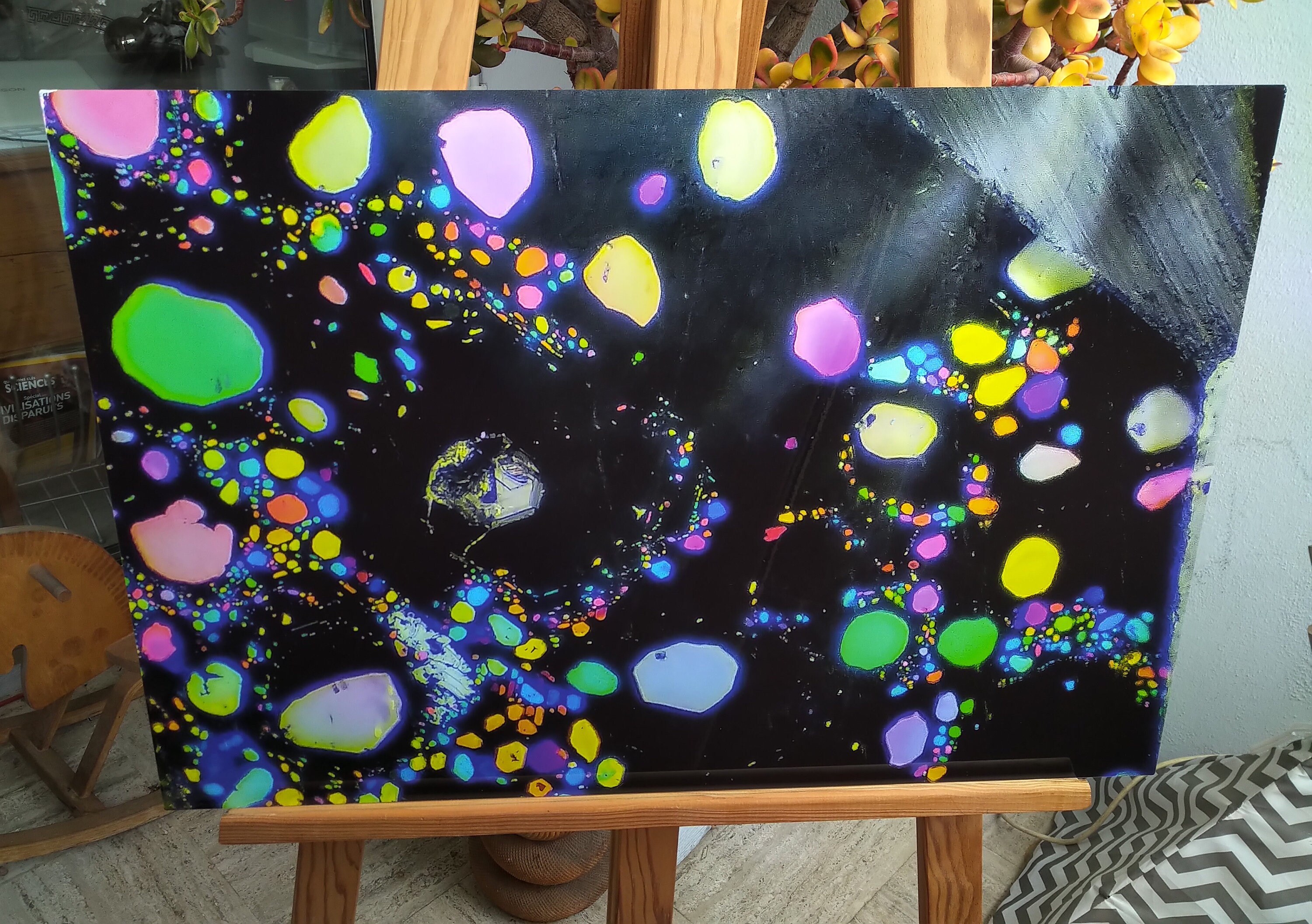 Confetti ~ Aigue Marine ; Photomicrographie sur Aluminuim