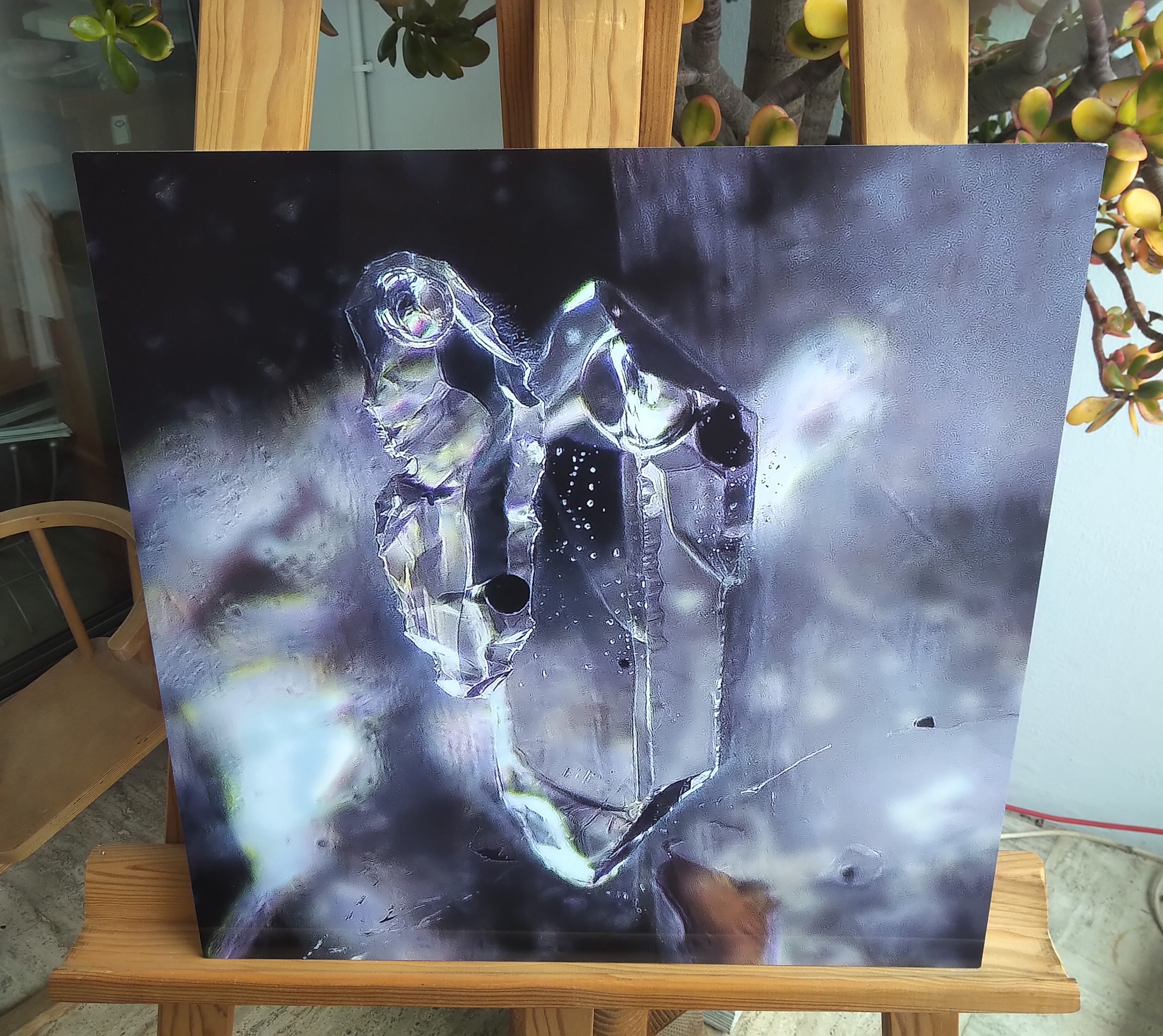 Glaçon ~ Quartz Brut ; Photomicrographie sur Aluminium