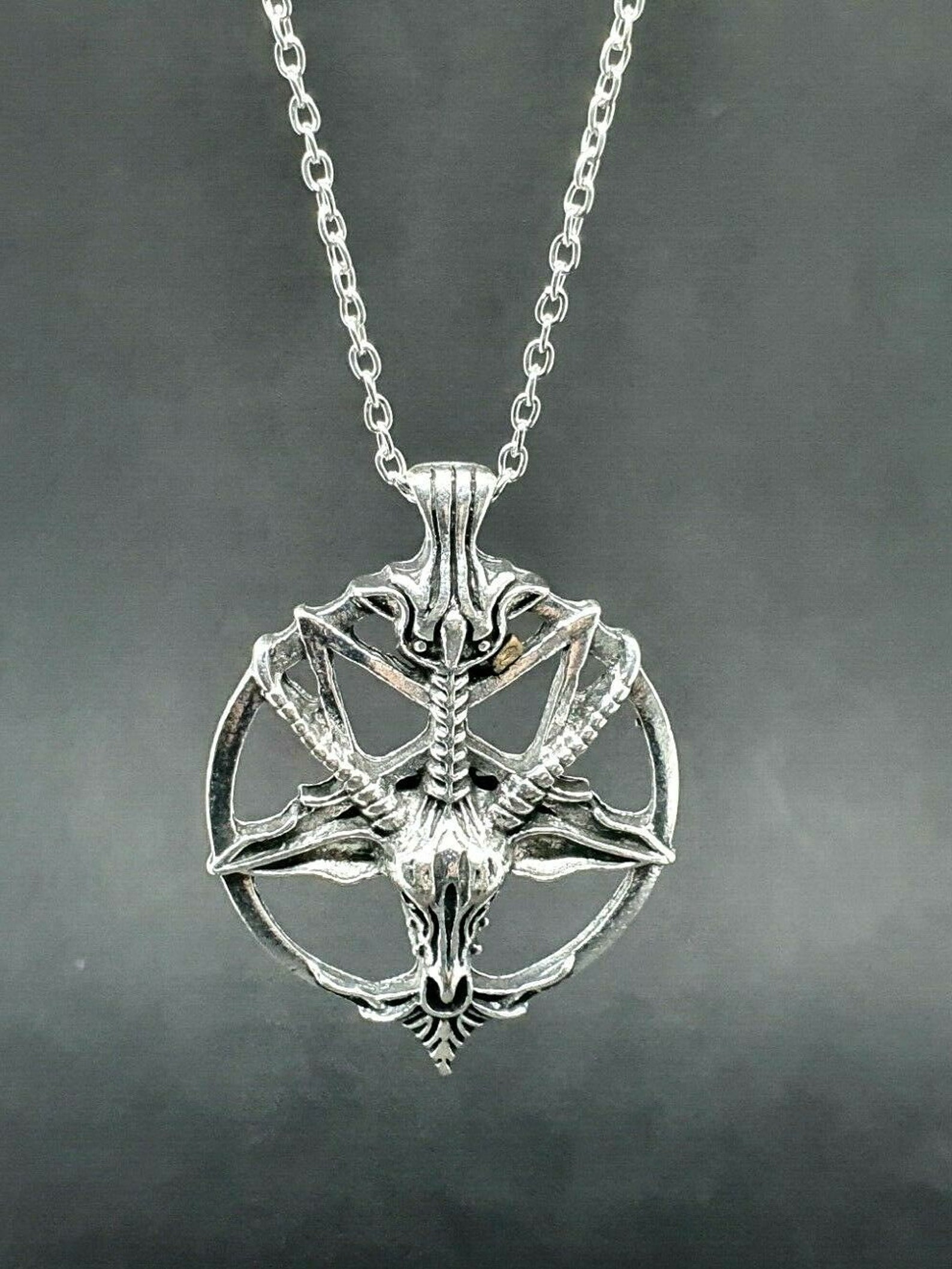 Devil pendant 18inch chain silver goth Devil Pendant Necklace Etsy