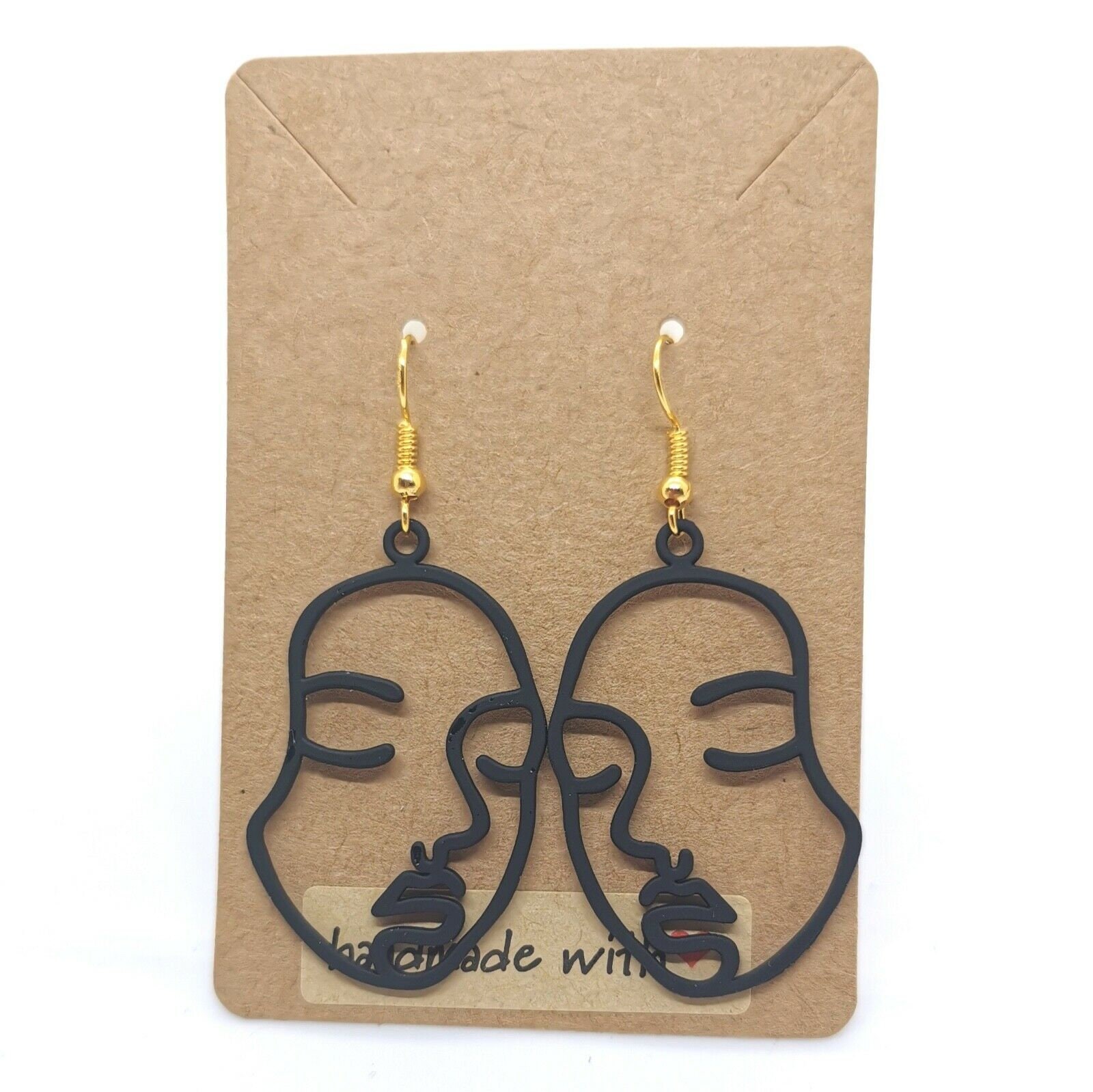 Face earrings Face Silhouette Lady Earrings Silver or Gold Etsy