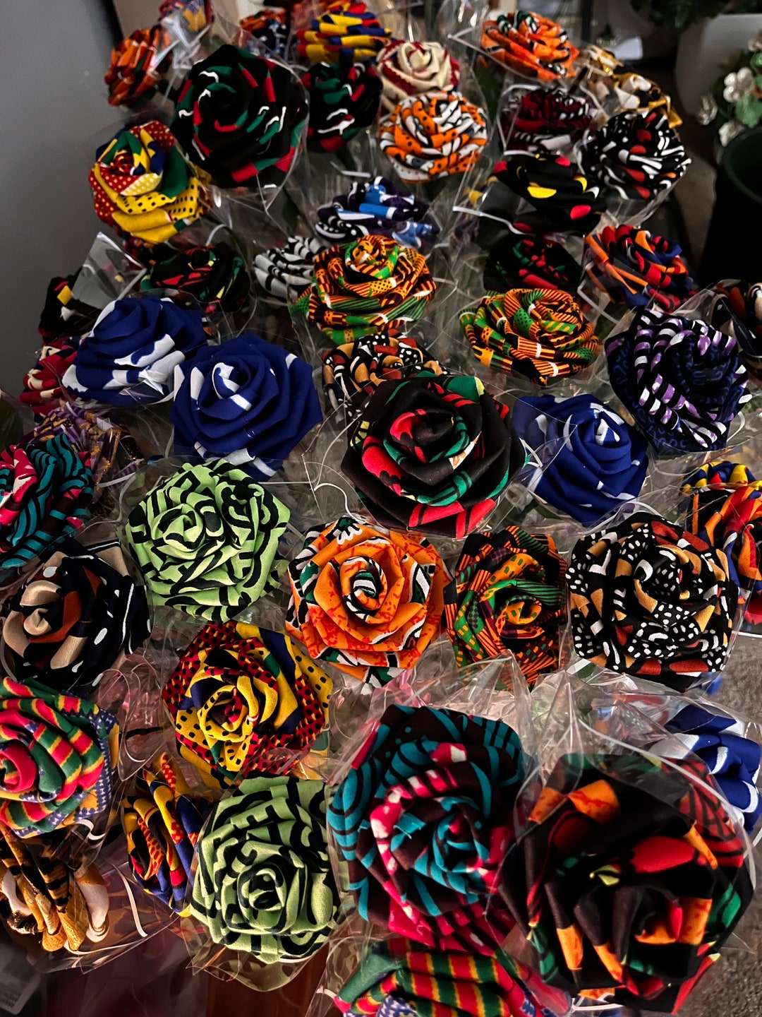 100 Assorted African Cloth Long Stem Roses - Etsy