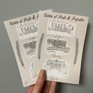 Feuille d’autocollants Orgueil et Préjugés, Autocollants Jane Austen, Autocollants respectueux de l’environnement, Autocollants Bullet Journal