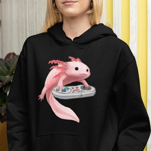 Axolotl Playing Video Games Unisex Hoodie