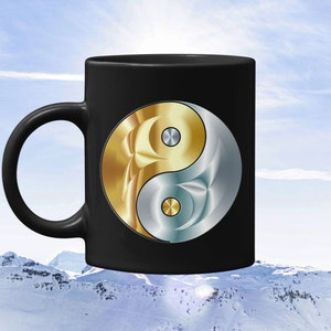 Yin Yang 11oz Black Coffee Mug | Yin Yang Tea Mug | Yoga Mug | Mindful Mug | Spiritual Mug | Meditation Mug | Inspirational Mug |Tea Cup