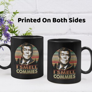 Jag luktar kommunister Ronald Reagan 450 ml stor svart kaffemugg bild 3