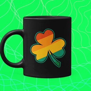 St Patrick&#39;s Day 3 Leaf Clover 11 oz. Black Coffee Mug