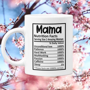 Mama Nutritional Facts 11 oz. Funny Mothers Day Coffee Mug