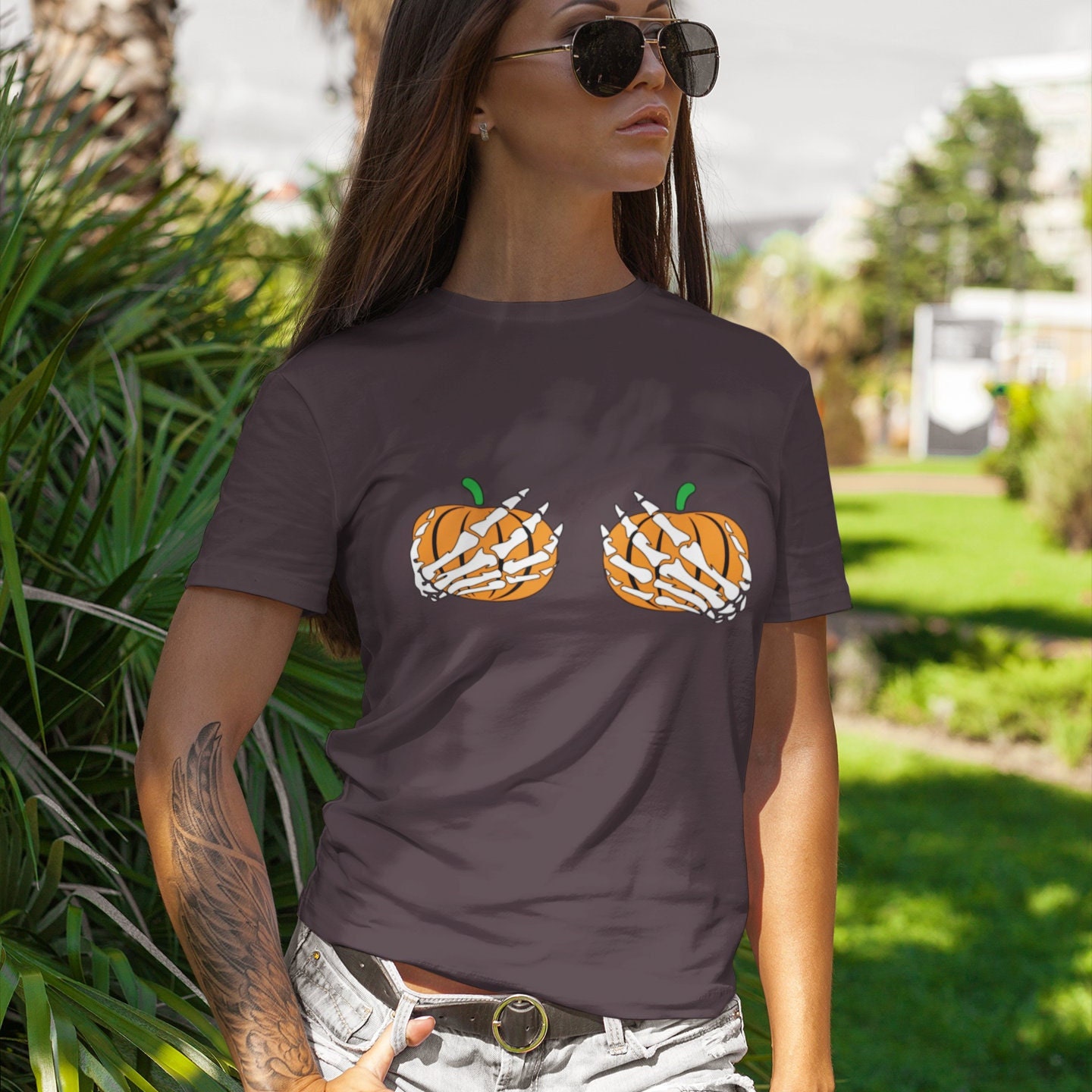 Halloween Skeleton Hands Holding Pumpkins Funny Unisex T shirt Etsy UK