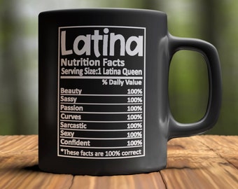 Latina Ernährungsfakten 11 Unzen schwarz Kaffeebecher