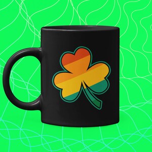 St. Patrick&#39;s Day 3 Leaf Clover Vintage 15 oz. Black Coffee Mug