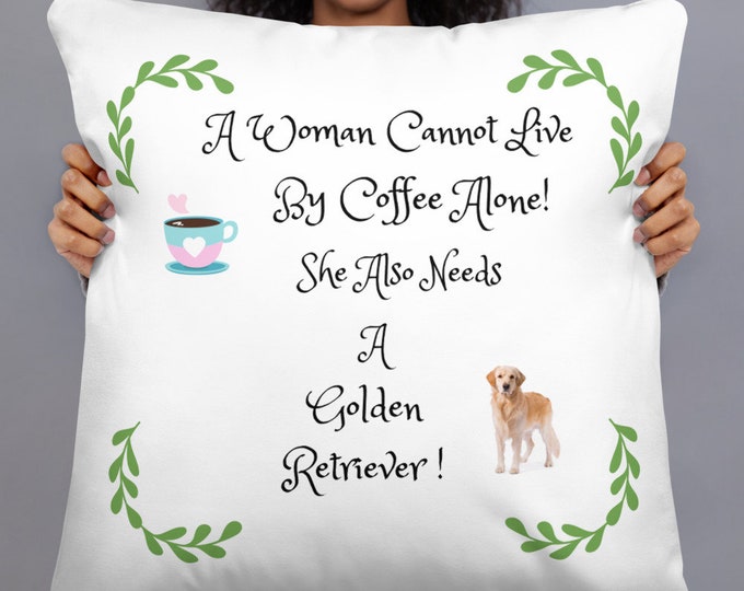 Golden Retriever Throw Cushion | Gifts For Her | Xmas Birthday | Golden Retriever Dog Lovers | Brubonchi