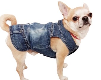 Gilet en jean | Vêtements pour chien | Vêtements pour chat | Cadeau pour animaux de compagnie | Vêtements pour animaux de compagnie