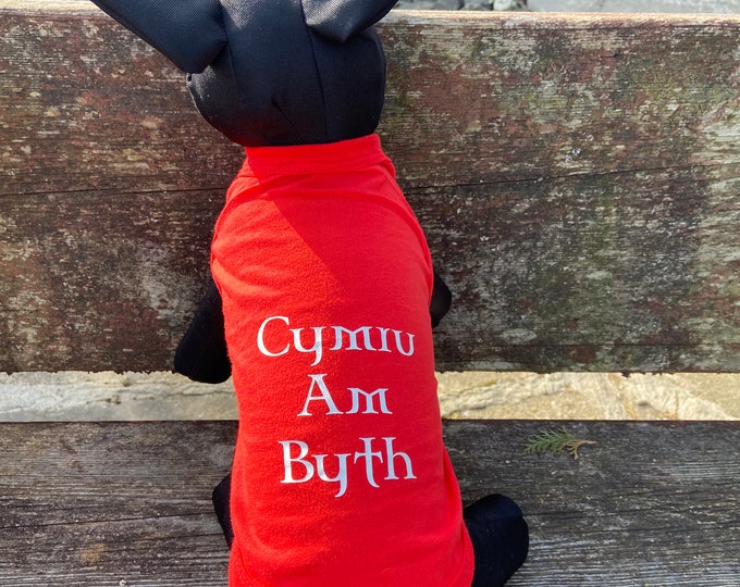 Welsh Dog Clothes | Cymru Am Byth Pet | Dog/Cat Vest XS - 3XL | St Davids Day | WRU Welsh Dog Vest