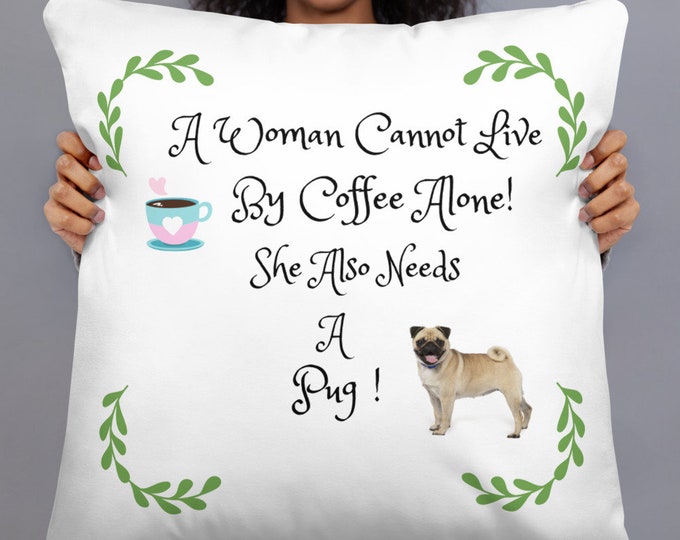 Pug Dog Throw Cushion | Gifts For Her | Xmas Birthday | Pug Dog Lovers | Brubonchi
