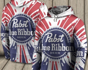 S-6XL Beer Gear Pabst-Blue-Ribbon Mens Hooded Sweatshirt Loose Pullover Hoodies