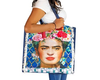 Umhängetasche Big Bag XL Übergroßes Mädchen mit Perle Frida Blume Frida Grün Vincent van Gogh Boho Schultertasche Punk Musem Damen Farbe 2021