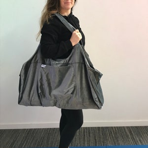 XXL Luxuriöse, extra dicke Yoga-Pilates-Tasche, übergroß, für Wochenende, Strand, Reisen, Schulter-Reißverschluss-Innentasche, Ecru Blaubraun Grauschwarz Bild 6