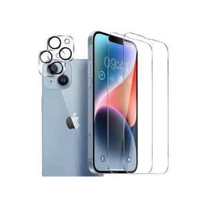 iPhone 14 Pro Max & iPhone 15 Pro Max Premium Screen Protector Set - Tempered Glass with Alignment Frame,9H, iPhone camera lens protector