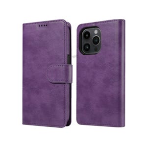 Funda de cuero a prueba de radiación tipo billetera marrón/negro/morado, funda tipo billetera para iPhone, funda tipo libro con tapa, funda de cuero antirradiación para iPhone