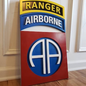 82nd Airborne Division w/Ranger Tab Wall Sign - 23&quot; x 16&quot;